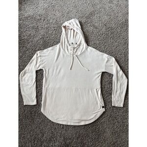 Prana Size Medium M Foresta Pullover Hoodie Top Off-White Pockets U-Hem